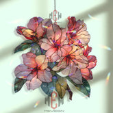 Acrylic Azalea Flower Suncatcher, Pink Floral Window Decor, Stained Glass Style Hanging Art, Spring Garden Gift, Bright Home Decoration